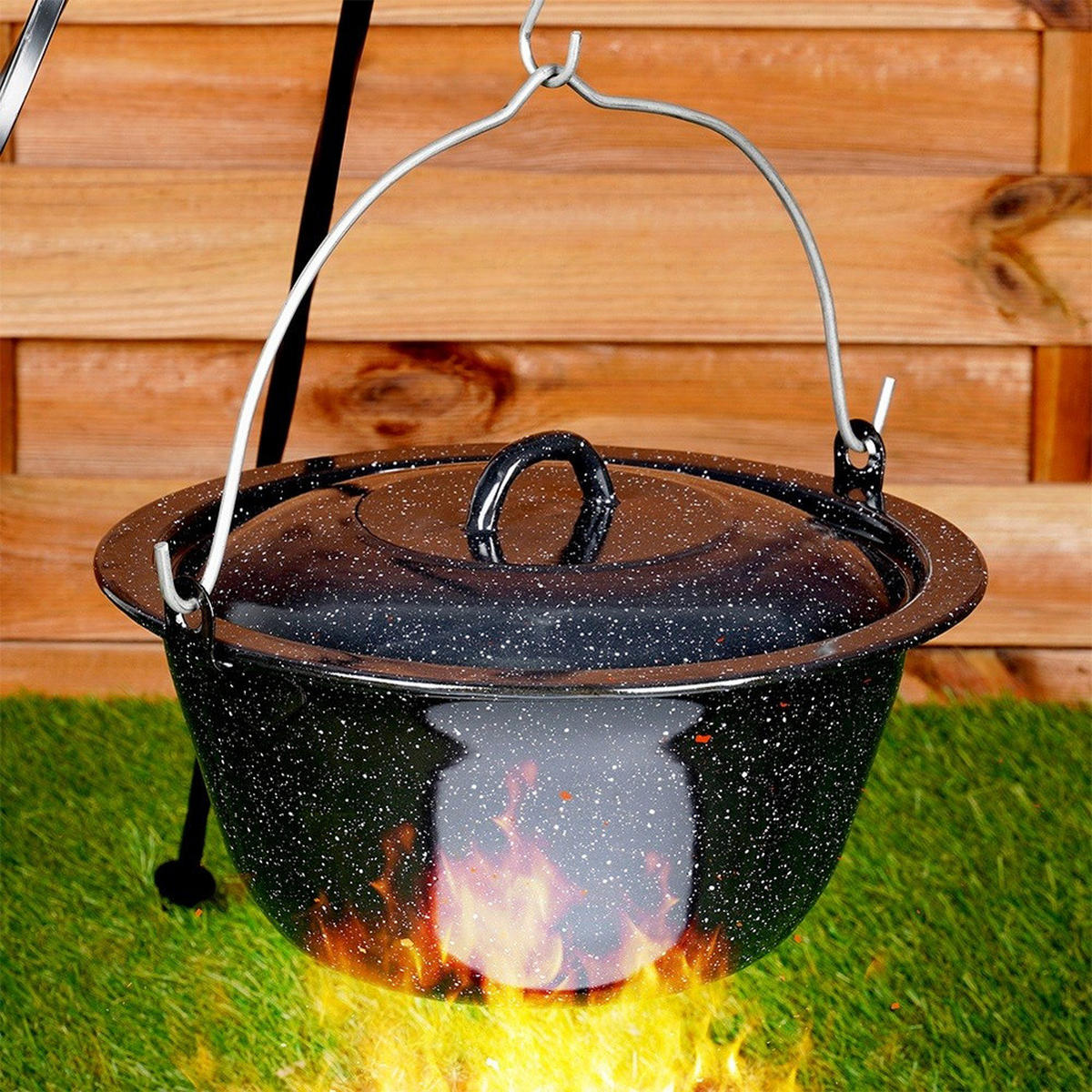KESSELDECKEL emailliert 34 cm Schwarz - Schwarz, Metall (34/34/4cm) - Orion 