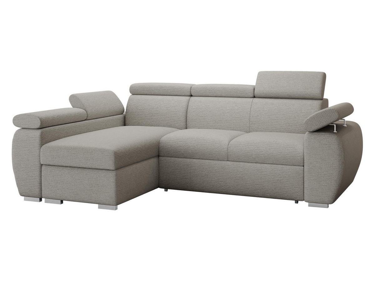 ECKSOFA Boston Mini, Seite: Links - LC+2R - Chromfarben/Greige, Holz/Textil (255/170cm) - MIRJAN24