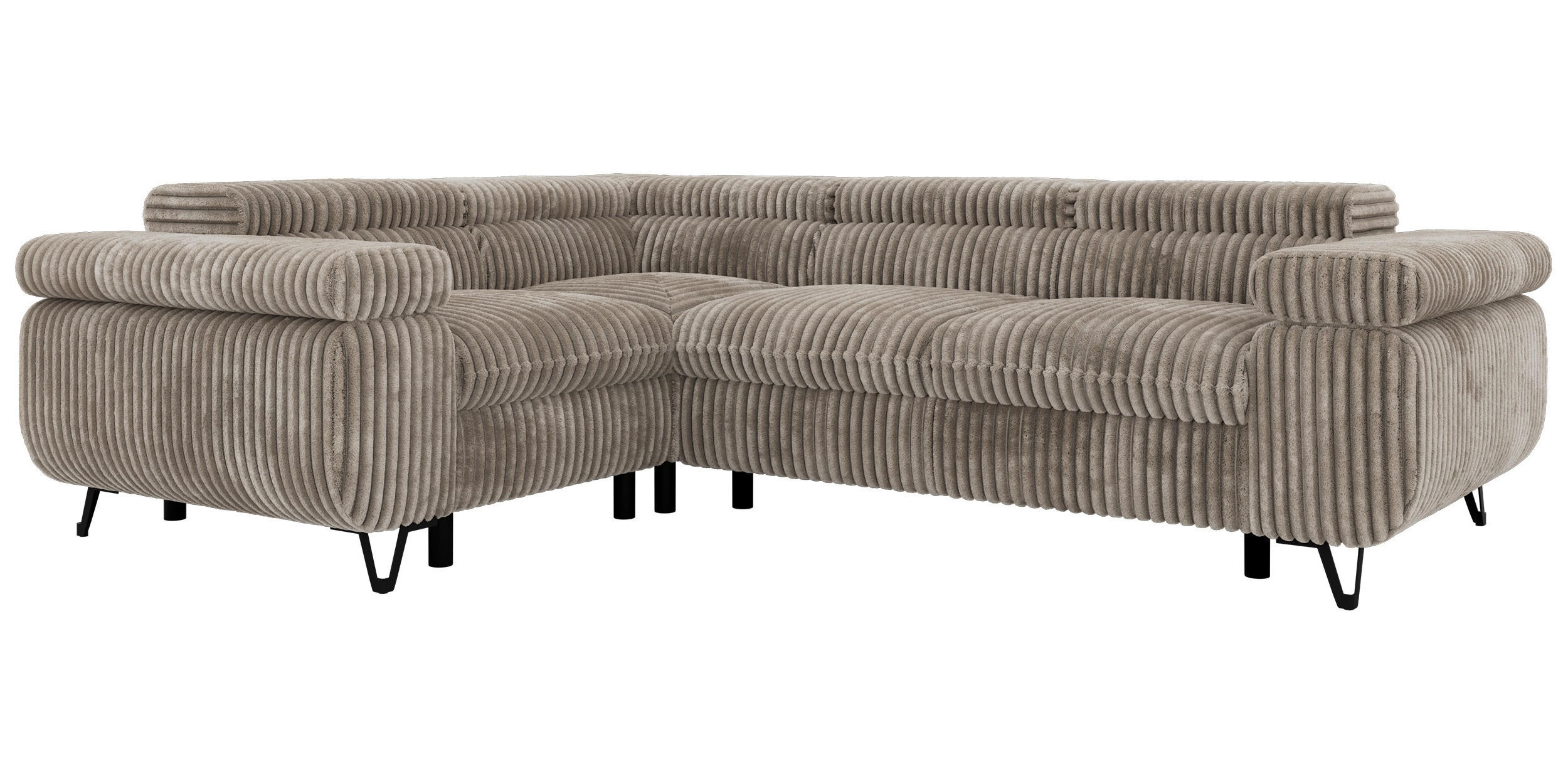 ECKSOFA ORSO L Hellbraun Cord - Links Seite - Hellbraun/Schwarz, Textil/Metall (197/268cm) - MKS