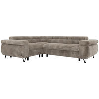 ECKSOFA ORSO L Hellbraun Cord - Links Seite - Hellbraun/Schwarz, Textil/Metall (197/268cm) - MKS