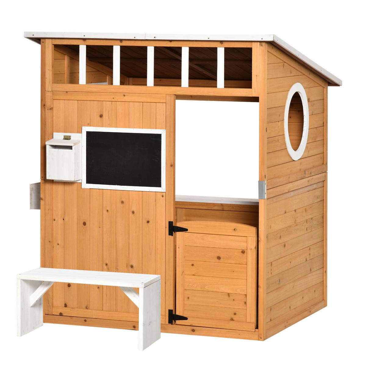 SPIELHAUS DE-10651 mit Briefkasten & Blumenkasten aus Naturholz Natur - Naturfarben, Holzwerkstoff (108/135.5/122cm) - ComfortXL