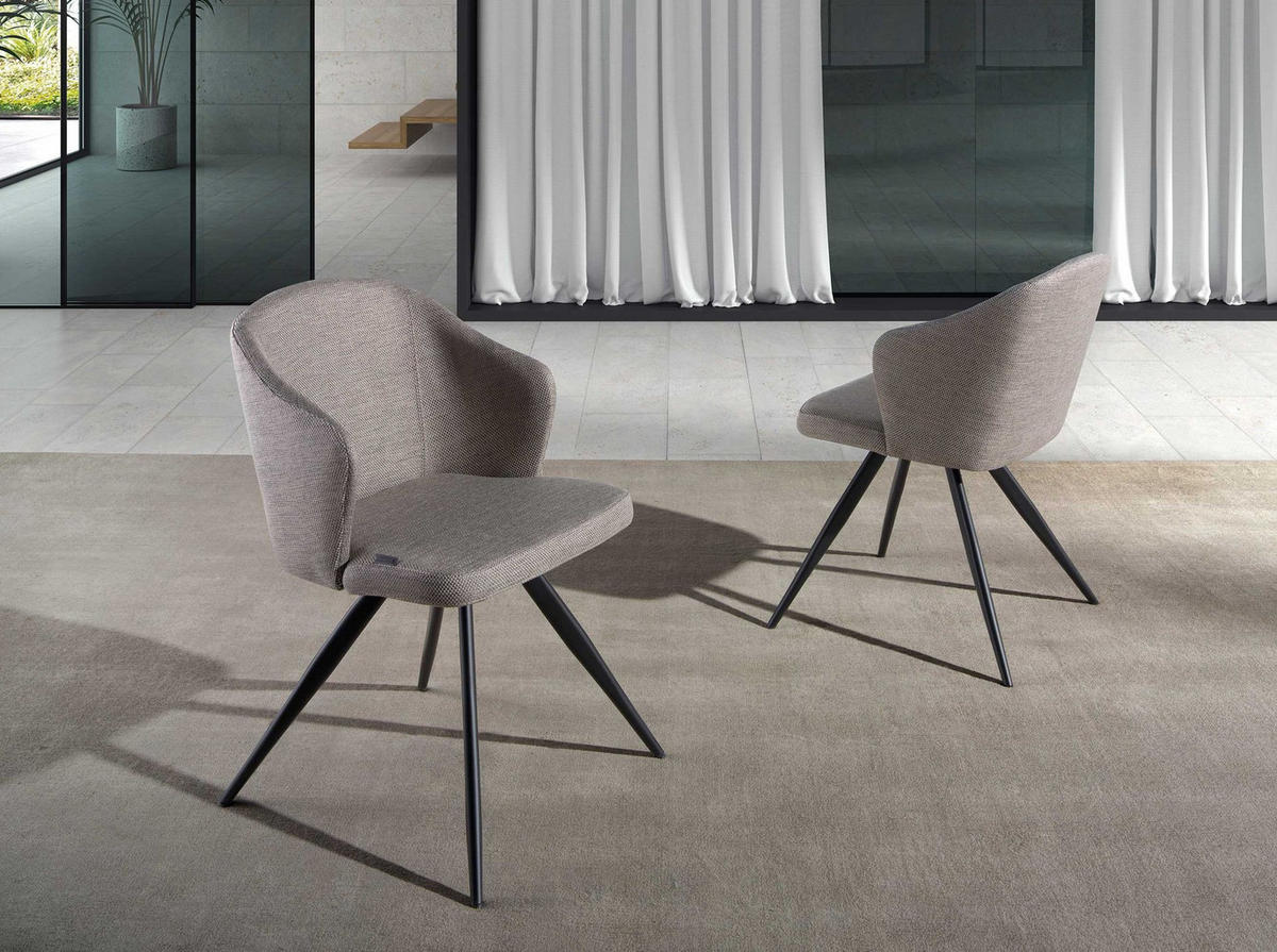 STUHL aus grauem Stoff - Schwarz/Grau, Textil/Metall (48/82/57cm) - ANGEL CERDA