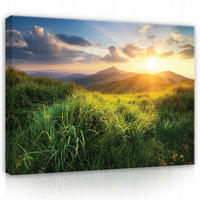BILDER Landschaft Berge 100x70 - Multicolor, Holzwerkstoff (100/70cm) - Wallarena