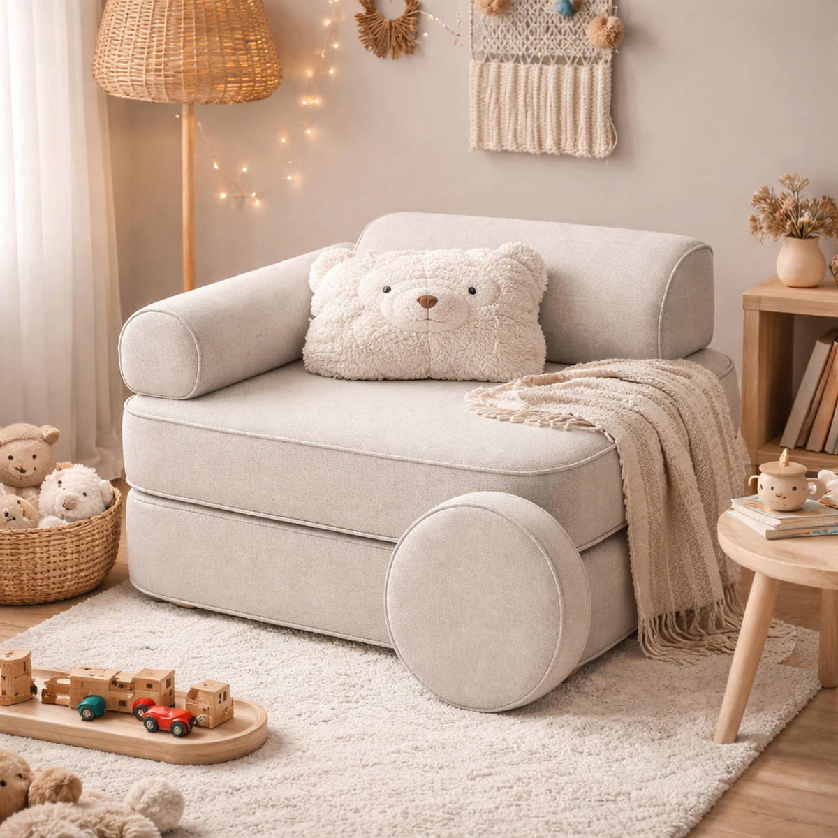 MODULARER Kindersessel weich – flexibler Spiel- und Loungesessel für Kinder - Grau, Textil (60/50/60cm) - Bees & Blooms