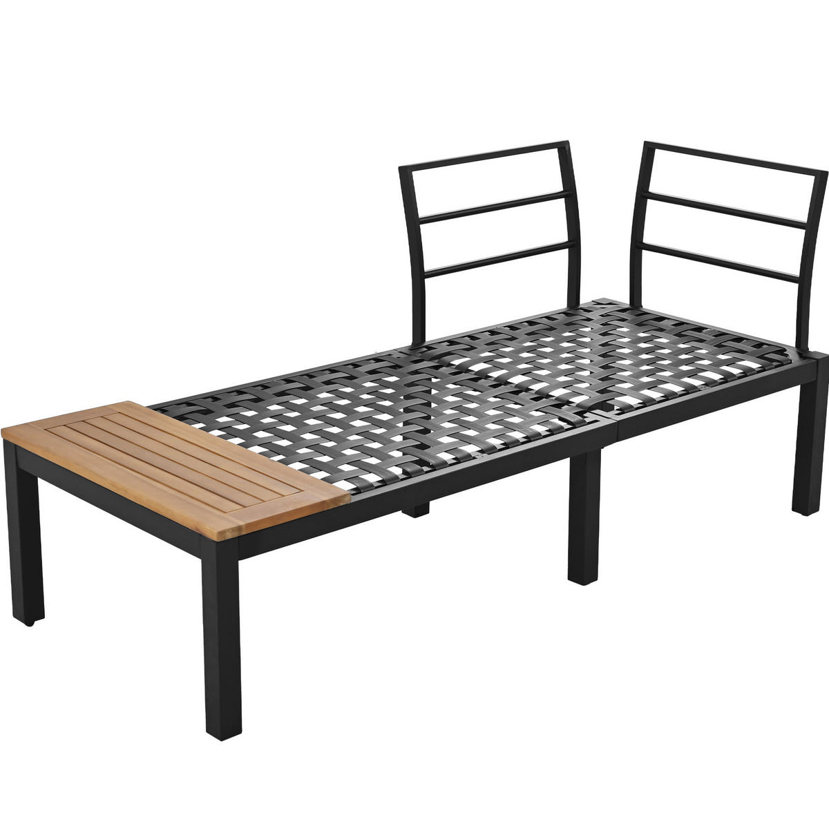 GARTENMÖBEL 120x60x66cm grau aus Stahl und Akazie, mit Kissen - Grau, Metall - Modfu