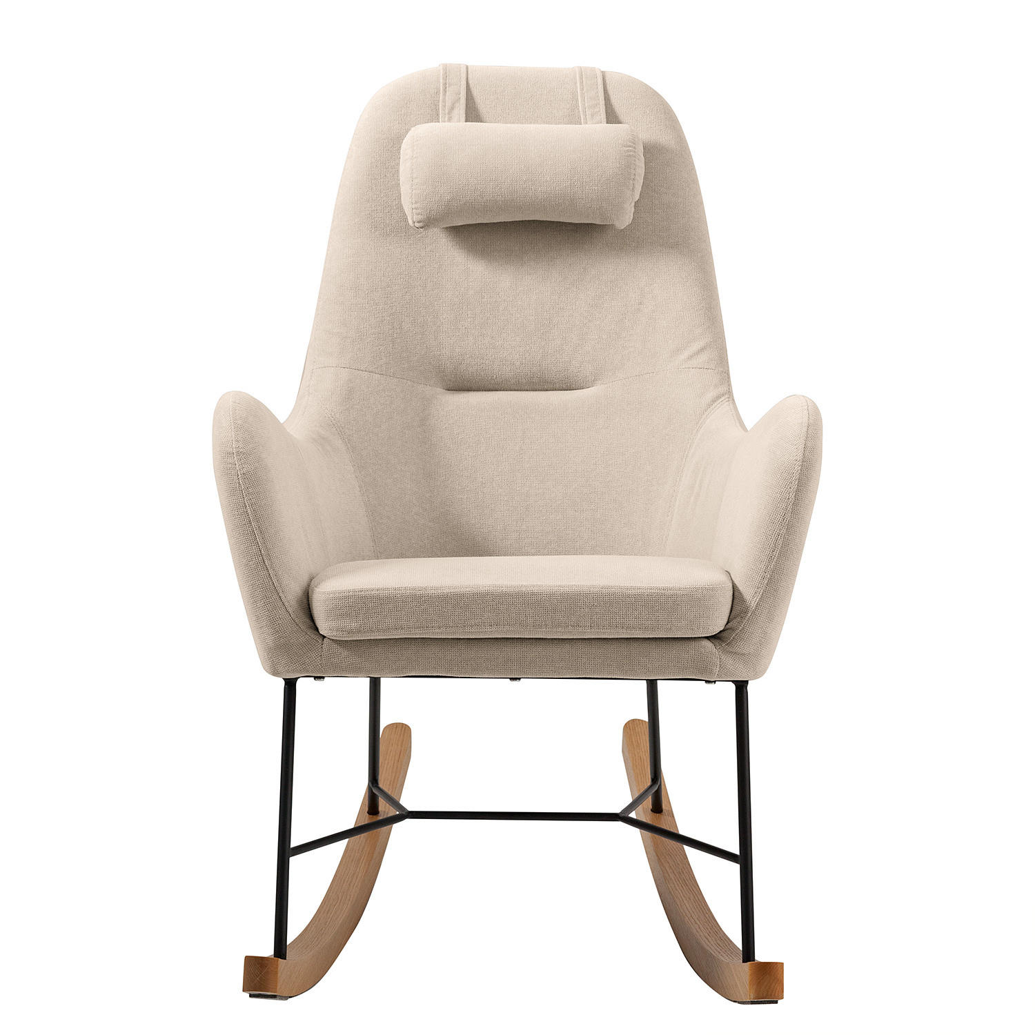 SCHAUKELSESSEL - Webstoff - Schwarz/Cappuccino, Eichenholz/Textil (70/102/83cm) - home24