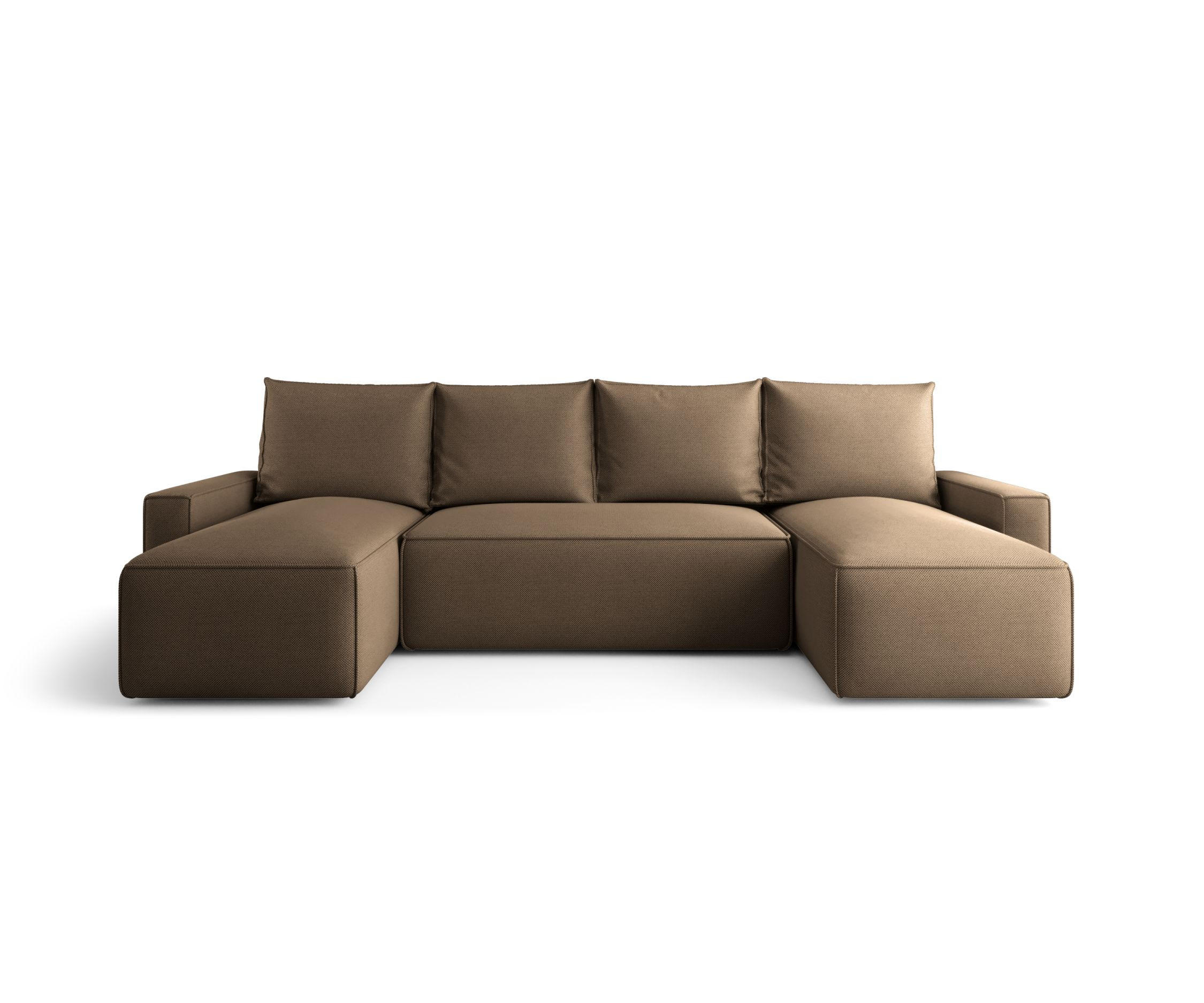 WOHNLANDSCHAFT mit Schlaffunktion SAVIO U Curio 20 - Braun, Textil (300/75/140cm) - Bedante