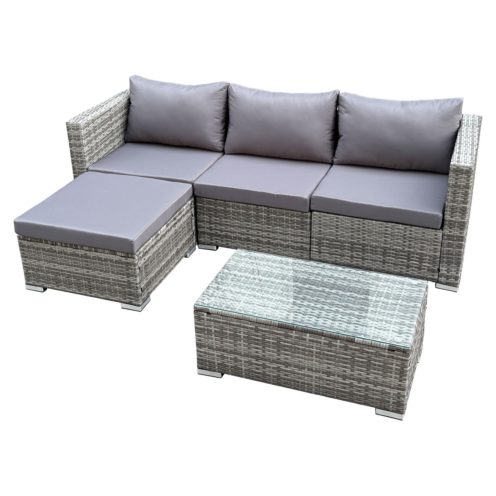 GARTENLOUNGE Queens Polyrattan Grau - Grau, Kunststoff - SVITA