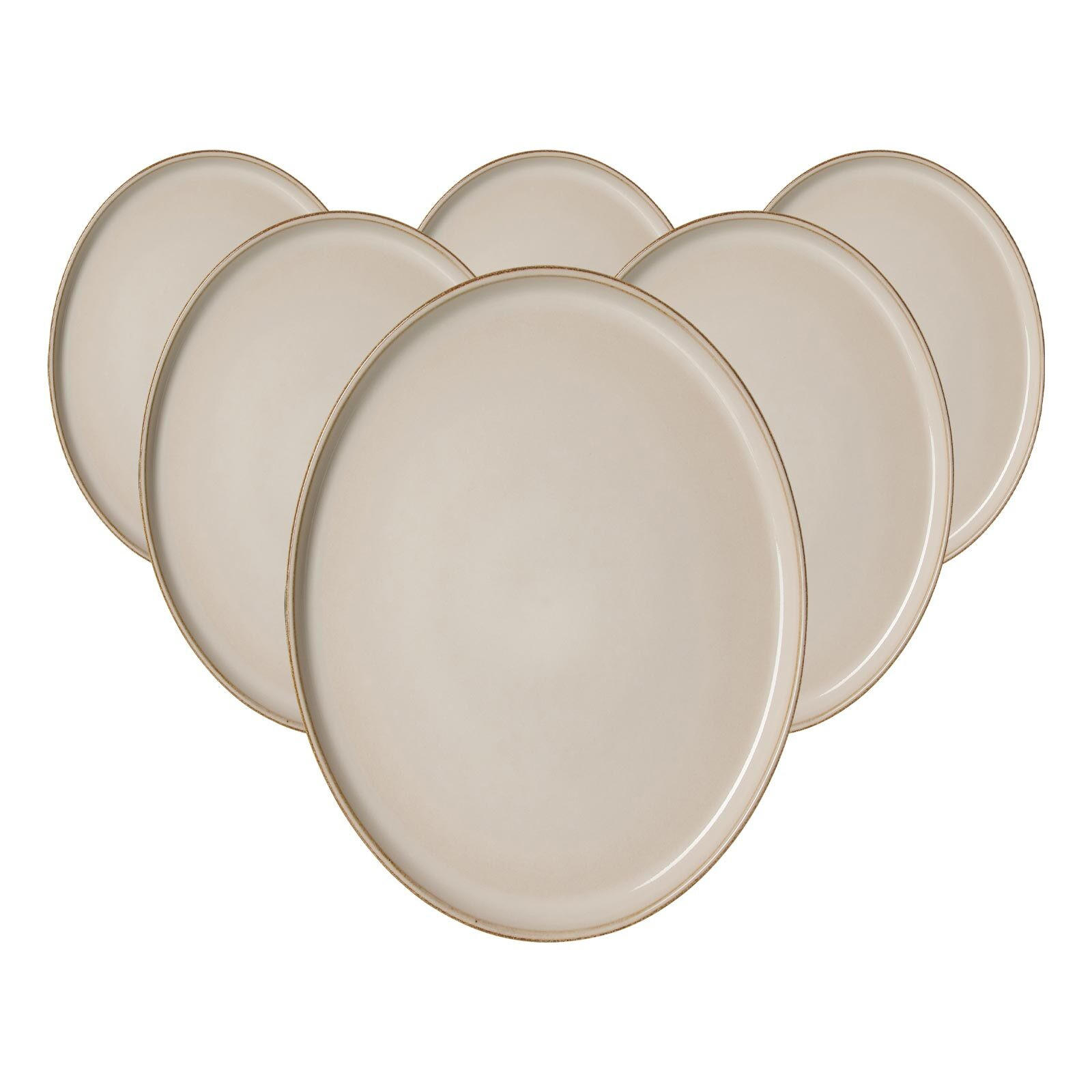 PLATTE Olivia beige 25 x 19 cm 6er Set - Beige, Keramik (19/2.5/25cm) - Ritzenhoff Breker