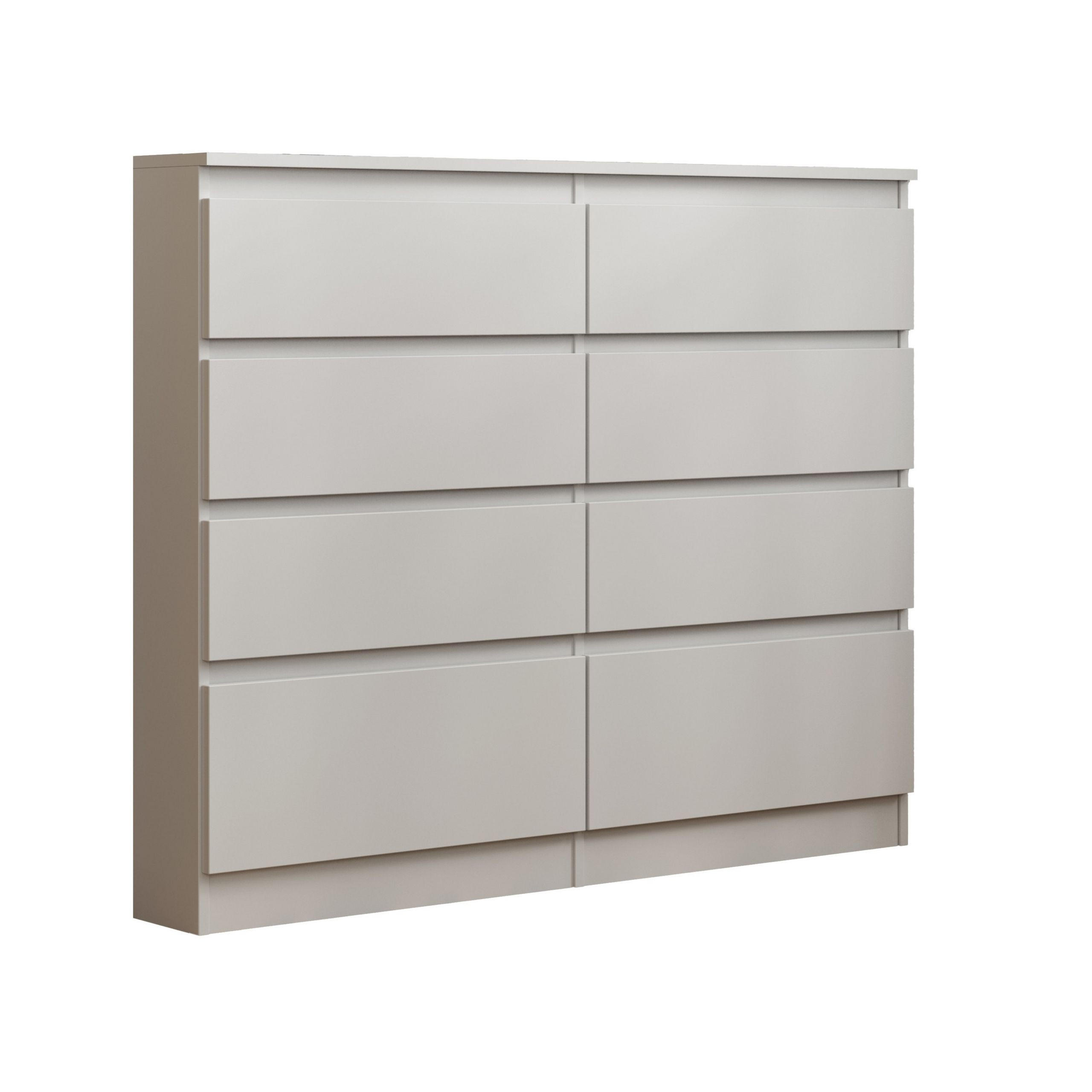 KOMMODE ADRIANO 120/100/33 cm mit 8 Schubladen Weiß - Weiß, Holzwerkstoff (120/100/33cm) - MASSENO