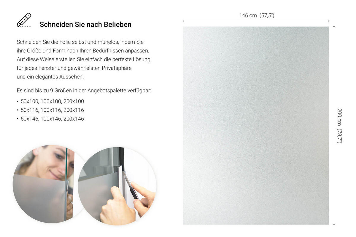 SICHTSCHUTZFOLIE – 200x152 cm - Transparent, Kunststoff (200/146/0.1cm) - TULUP