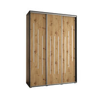 SCHWEBETÜRENSCHRANK 235,2/180/60 3-türig - Silberfarben/Schwarz, Holz/Metall (180/235/60cm) - Abiks Möbel