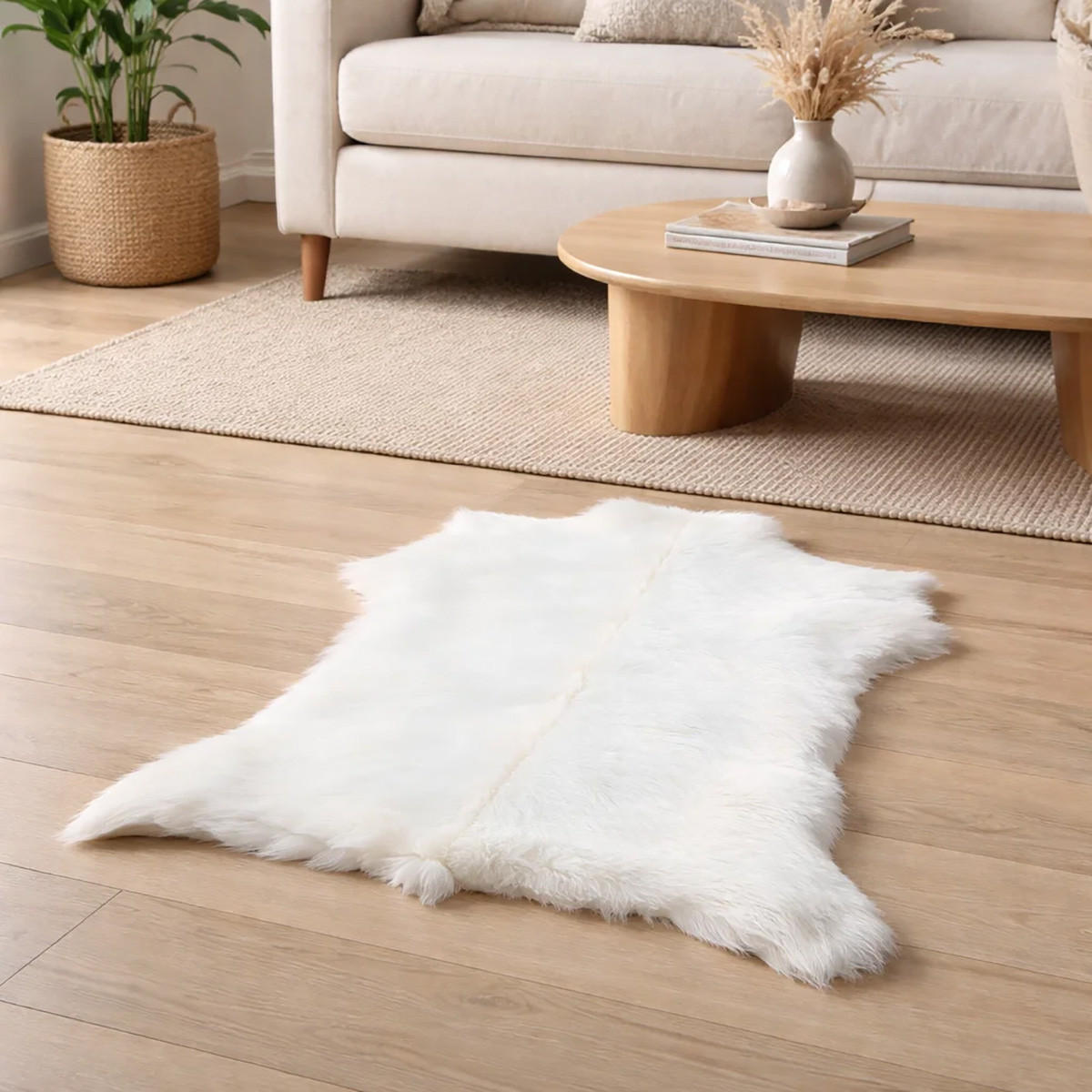 ZIEGENFELL Naturfell weich geruchsneutral Schnäppchen Weiß ca. 60 cm - Weiß, Fell (36/60cm) - Provellus