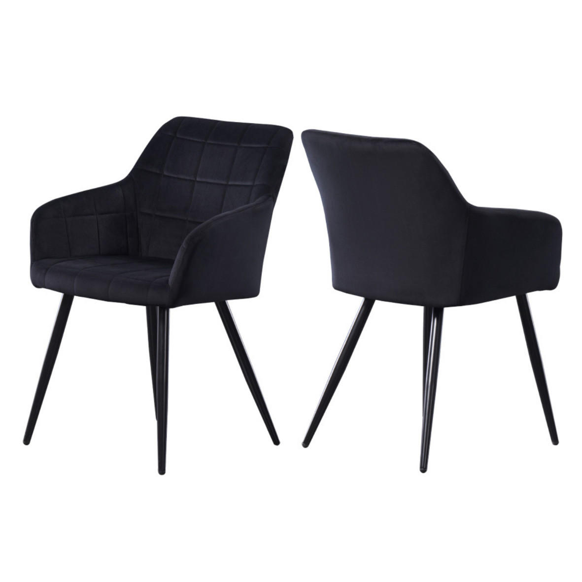 ESSZIMMERSTUHL Samt 2-teilig Schwarz - Schwarz, Metall (55/82/59cm) - Life Interiors