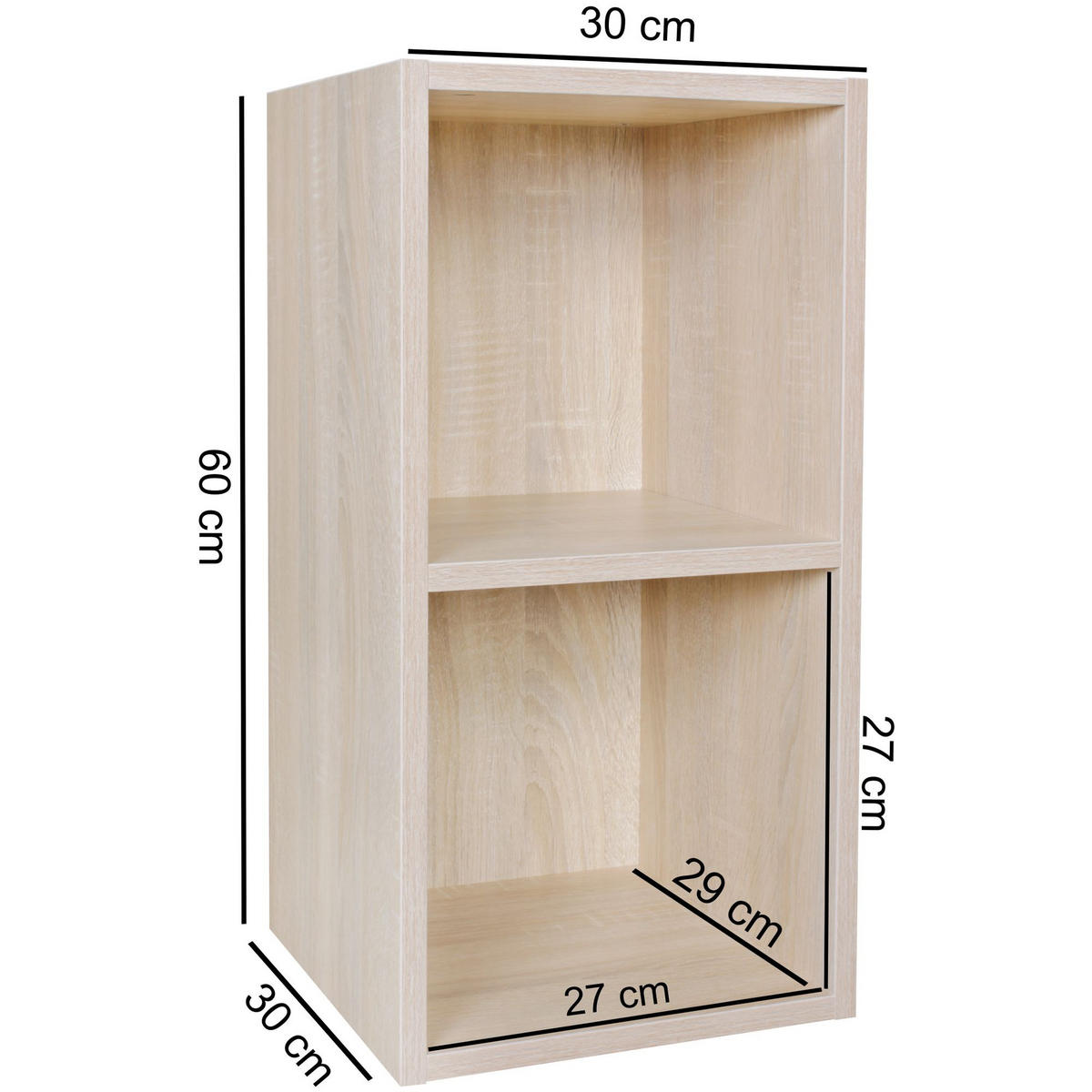REGAL Melamin 2 Fächer Kompakt CERVINO, Beige 30x30x60 cm - Beige, Holz (30/60/30cm) - KADIMA DESIGN