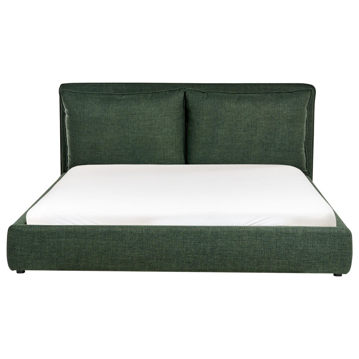 BETT mit Lattenrost 180/200 cm Stoff Dunkelgrün Bajonna - Schwarz/Grün, Textil (180/200cm) - Beliani