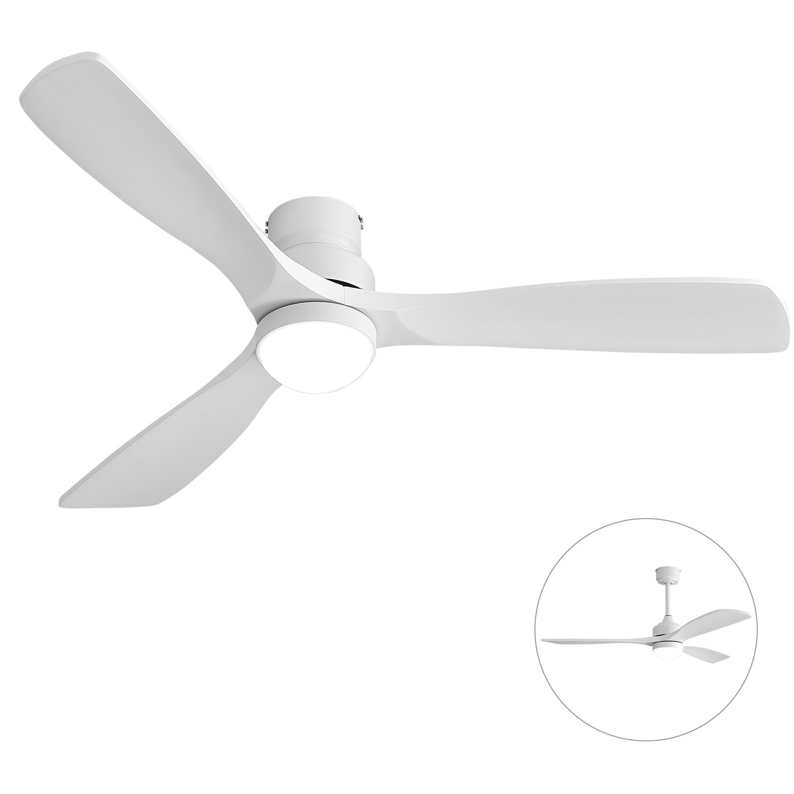 DECKENVENTILATOR 52Zoll Weiß LED Licht DC Motor Massivholz Flügel - Weiß, Kunststoff (132.08/132.08/28.8cm) - CASIVA