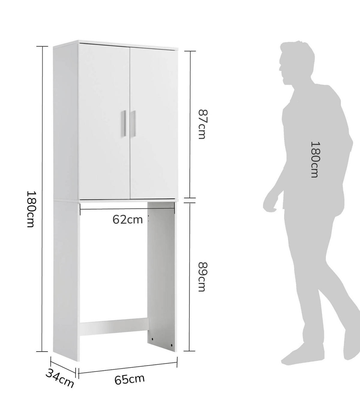 WASCHMASCHINENSCHRANK Der Saubermann - Weiß, Holzwerkstoff (65/180/34cm) - Mokebo