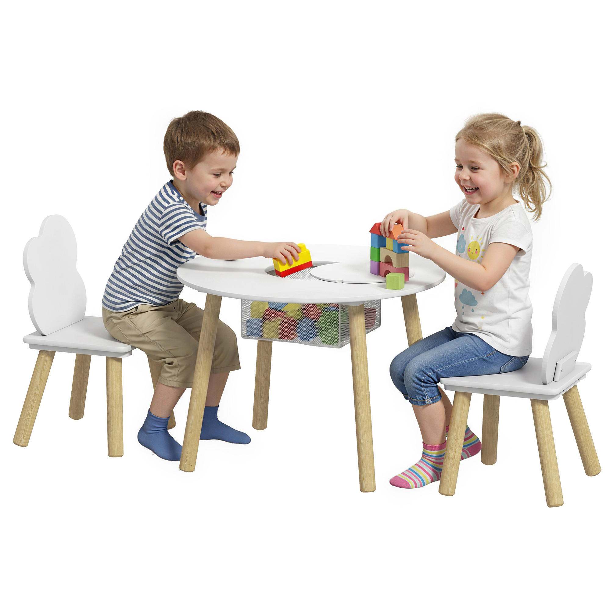 KINDERTISCHGRUPPE Weiß 60.0/60.0/44.0cm - Weiß, Holzwerkstoff (60/44/60cm)