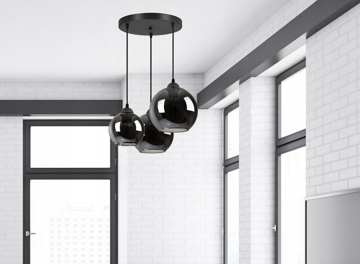 PENDELLEUCHTE HAGEN - Transparent/Anthrazit, Glas/Metall (45/45/80cm) - kiki design
