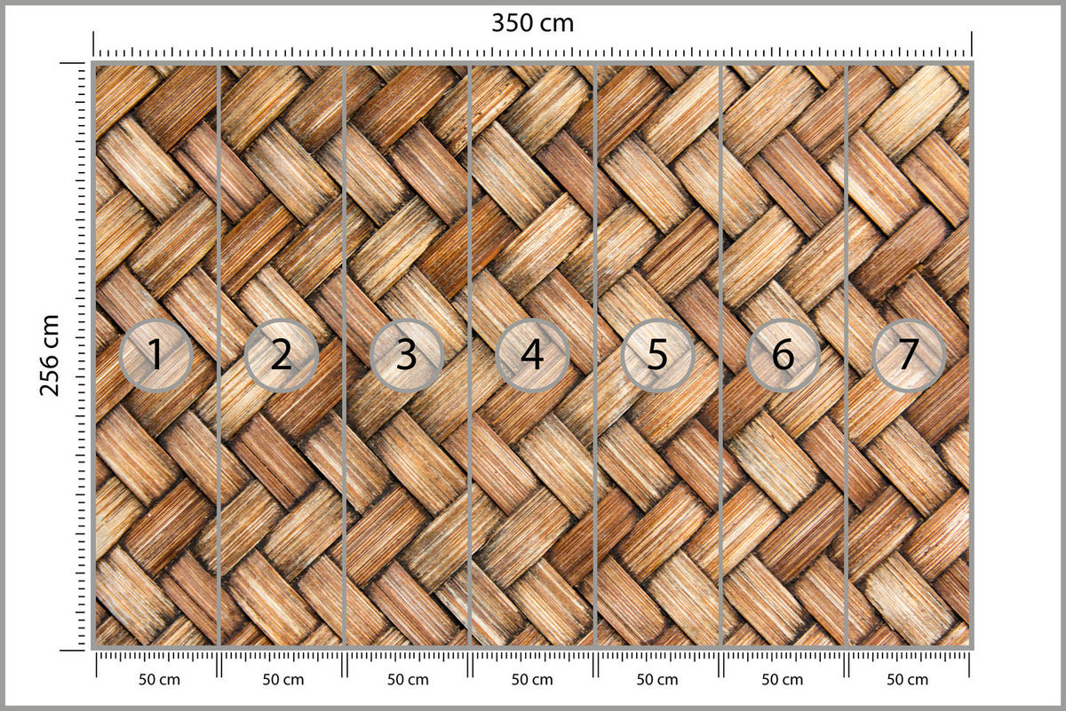 FOTOTAPETE für Küche Weiden Imitation Braune Wand Rustikal Modern 350x256 - Beige/Braun, Papier (350/256cm) - Muralo