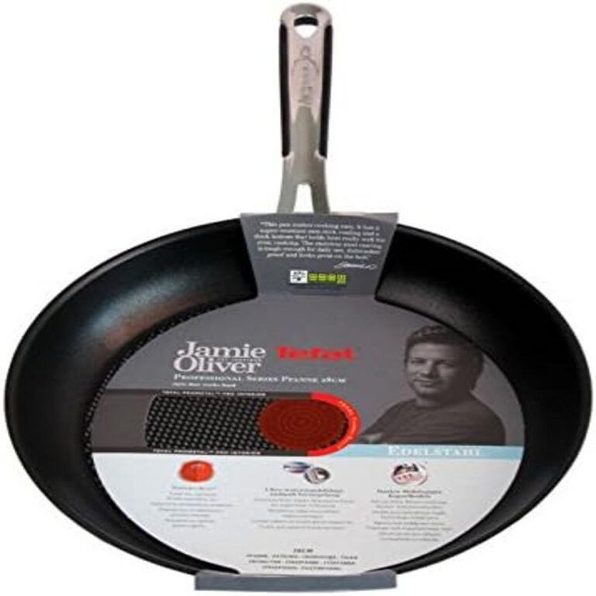 BRATPFANNE Jamie Oliver – Jamie Oliver E85722 Edelstahl - Silberfarben/Schwarz, Keramik/Metall (24cm) - Tefal