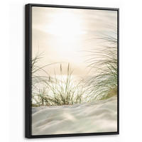 LEINWAND Bilder mit Rahmen - Dünen mit Strandhafer in der Sonne des Nationalparks Schleswig-Holsteinisches Wattenmeer - 30x40 - Creme, Textil (30/40cm) - MuchoWow
