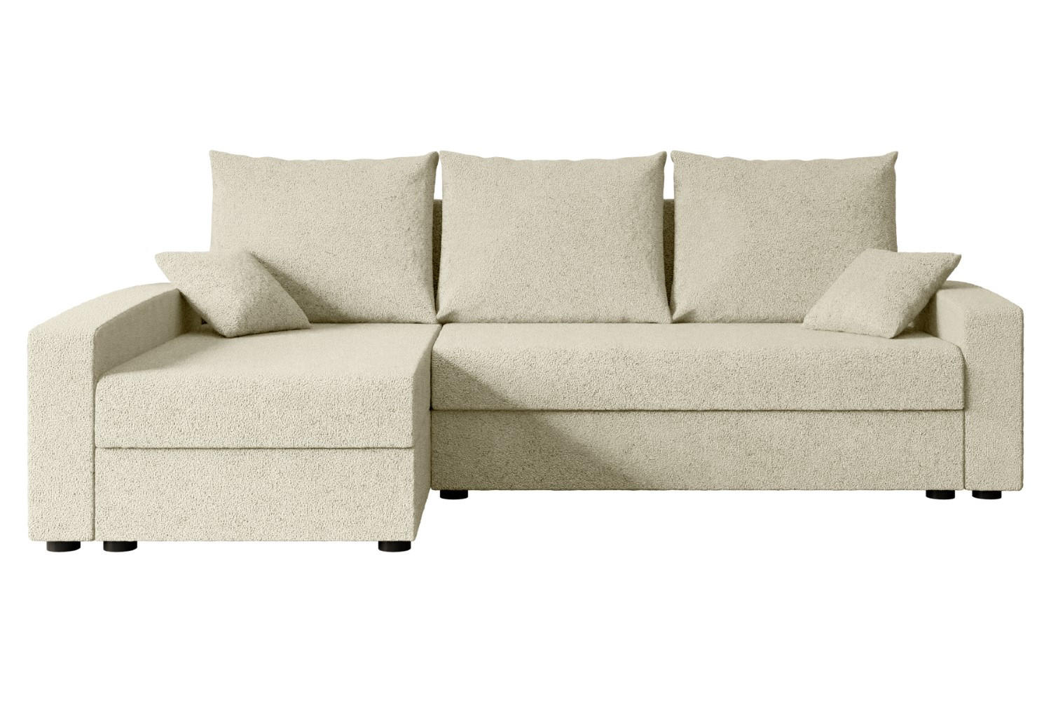 ECKSOFA mit Schlaffunktion und Bettkasten ALESIA-L 231x140x90 cm Beige Bouclé - Beige/Silberfarben, Holzwerkstoff/Kunststoff (231/140cm) - ALTDECOR