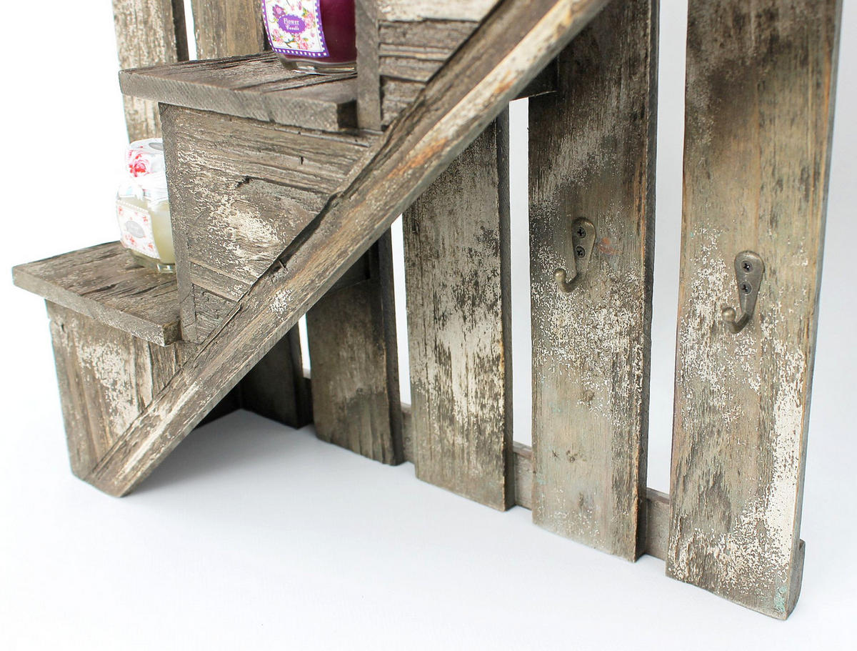 WANDORGANIZER mit Schlüsselhaken 62 cm Braun 17B046 - Braun, Holz (42/62/13cm) - DanDiBo