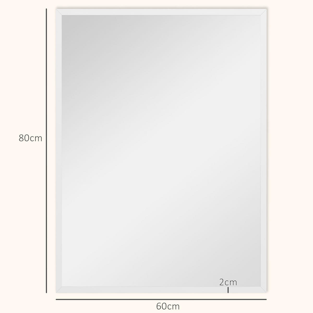 WANDSPIEGEL MDF Glas Weiß - Weiß, Holzwerkstoff (2/80/60cm) - HOMCOM