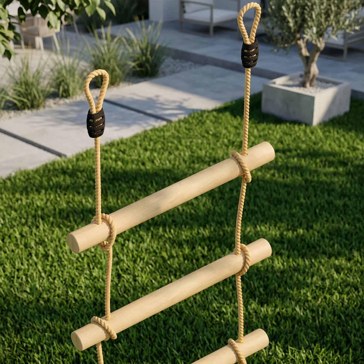 NINJA-WARRIOR PE-Seil Massivholz Naturholz - Naturfarben, Holz (3.5/40cm) - AIYAPLAY