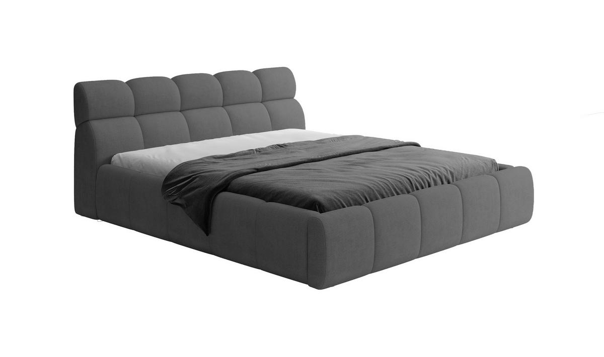 POLSTERBETT GIULIA, komfortabel, mit Bettkasten, verstellbarem Kopfteil und LED, 160x200x96 cm, Farbe Anthrazit - Anthrazit/Schwarz, Holzwerkstoff/Kunststoff (160/200cm) - DomoHome