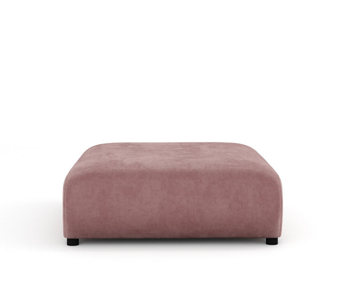 POUF L Zanzibar Rosa Samtstoff - Schwarz/Rosa, Holz/Holzwerkstoff (110/37/110cm) - Maison de Reve