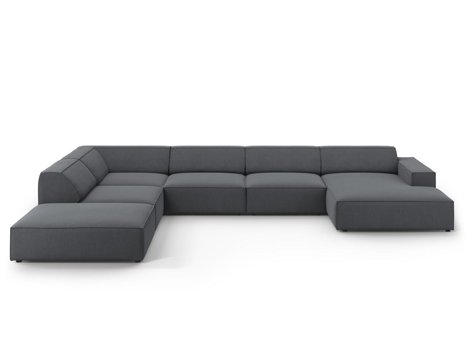 PANORAMASOFA links Jodie aus strukturiertem Stoff dunkelgrau 7 Sitzplätze - Dunkelgrau, Textil (262/70/364cm) - Micadoni