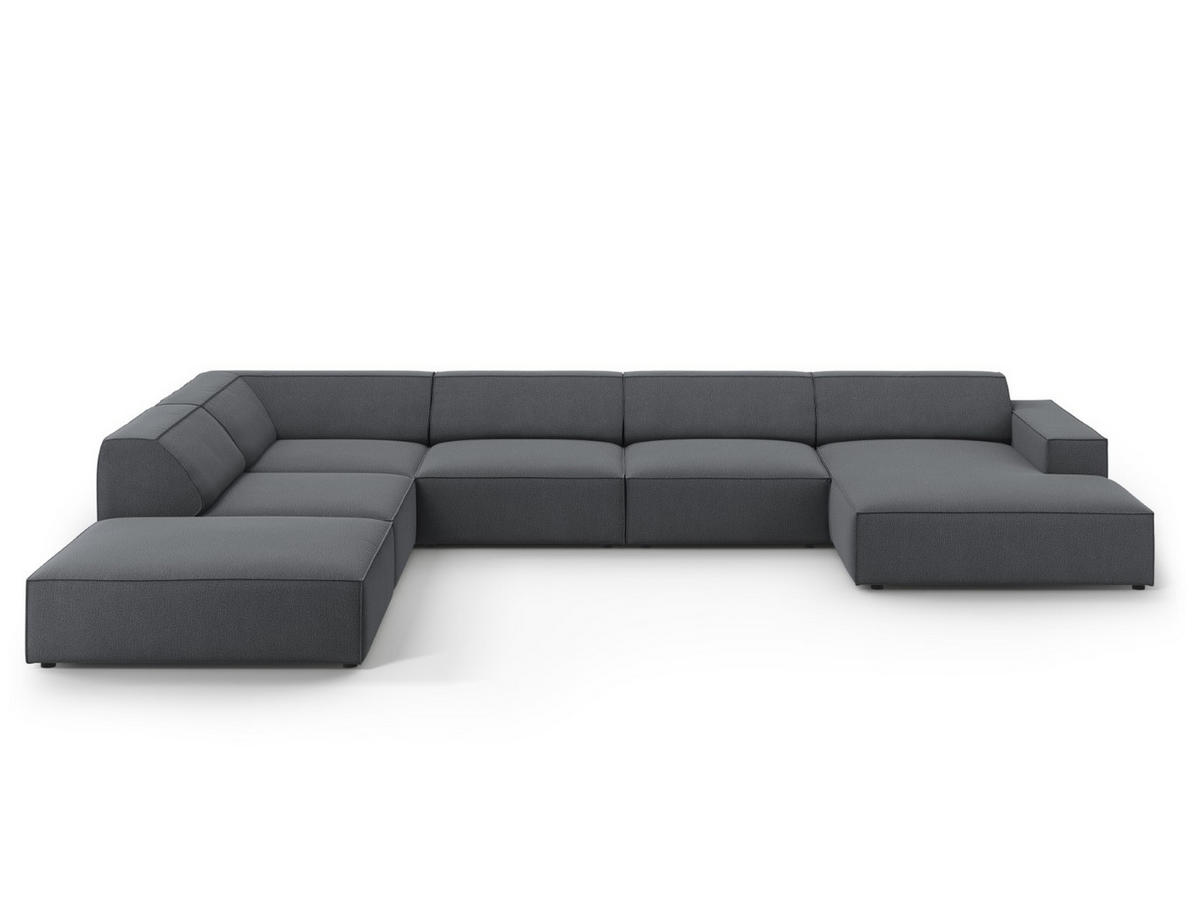 PANORAMASOFA links Jodie aus strukturiertem Stoff dunkelgrau 7 Sitzplätze - Dunkelgrau, Textil (262/70/364cm) - Micadoni