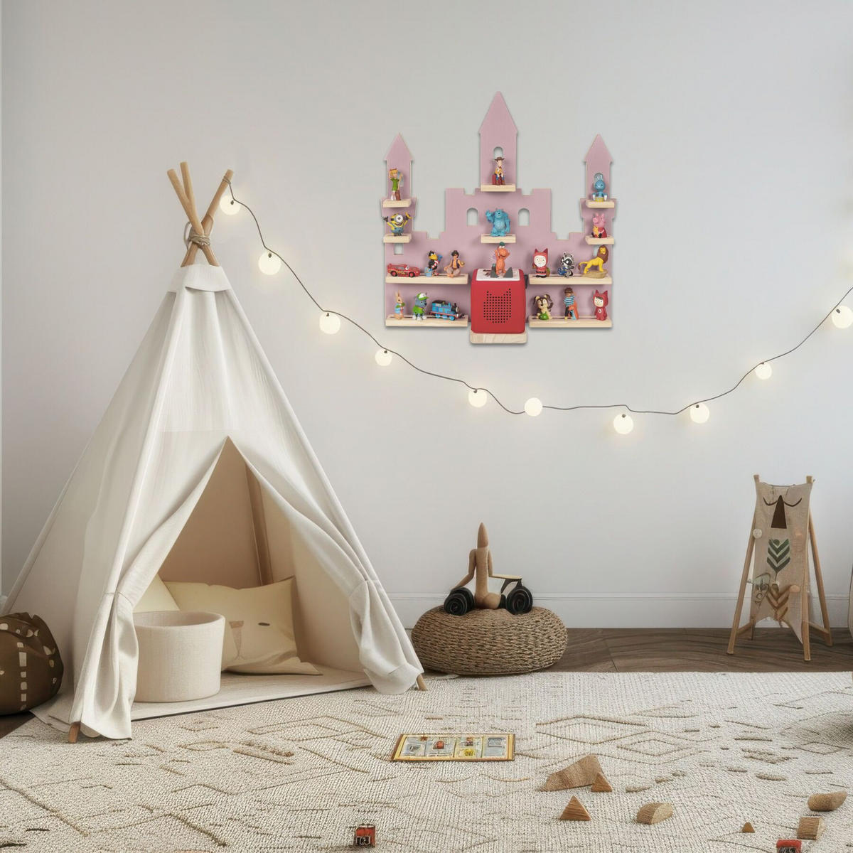 WANDREGAL Mylittlestory Princess Castle,59 x 15,5 x 58 cm, pink - Pink, Holz (59/58/15.5cm) - tectake