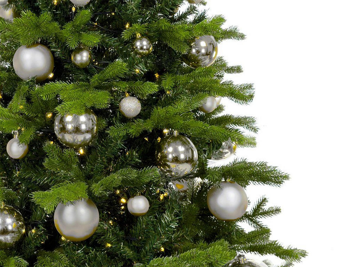WEIHNACHTSBAUMSCHMUCK-SET SILBERWEIHNACHTEN 73-teilig, für Weihnachtsbäume 120–210 cm, inkl. Aufbewahrungsbox - Silberfarben, Kunststoff/Textil (55/50/75cm) - LAALU