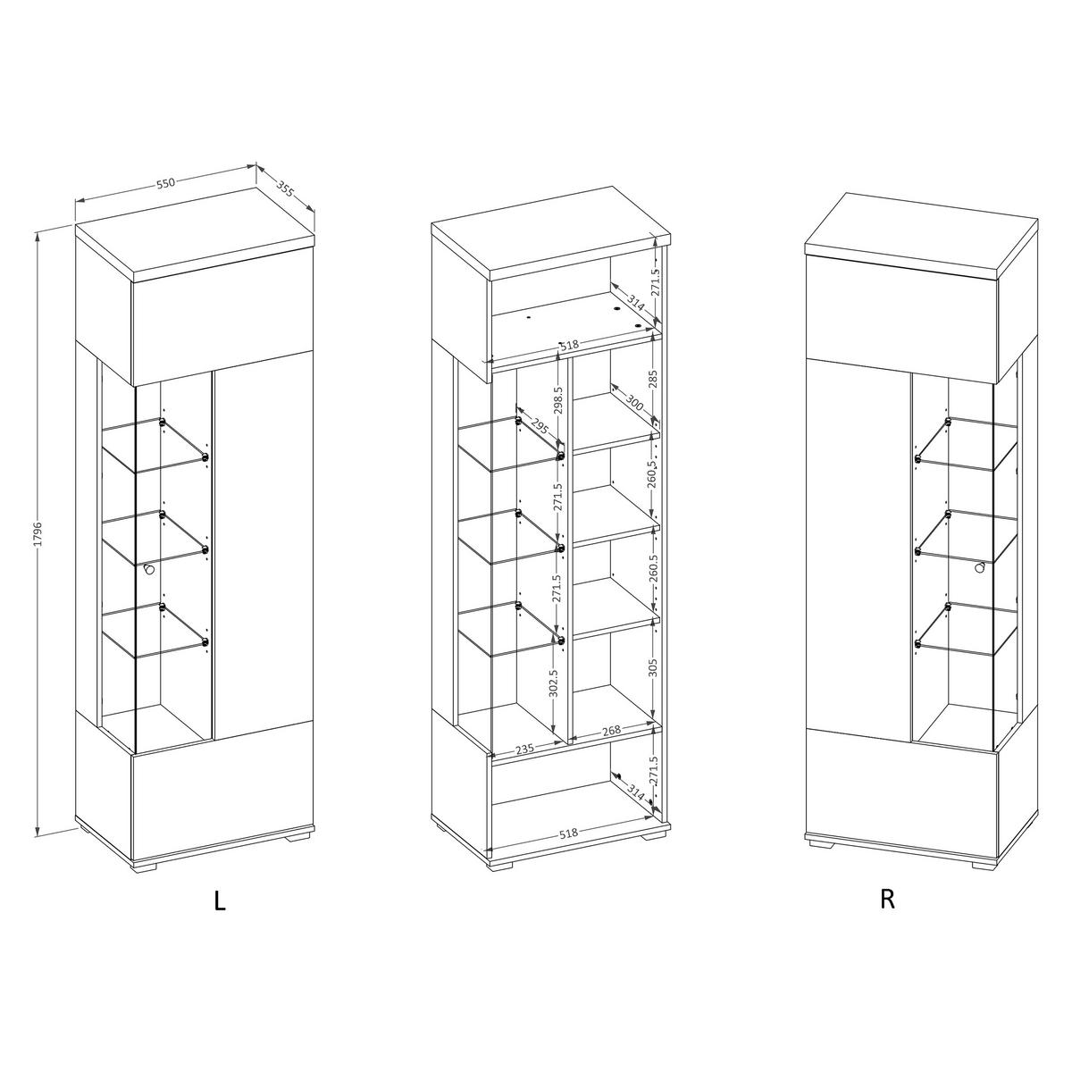 VITRINE in Beige - Beige, Holzwerkstoff (55/180/36cm) - MASSENO