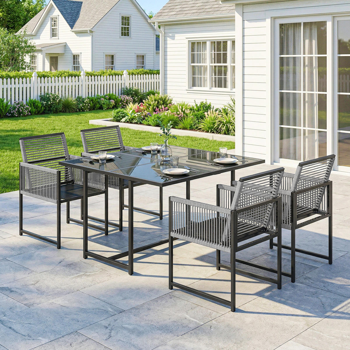GARTENMÖBEL-SET Hellgrau 120.0/120.0/72.0cm - Hellgrau, Metall