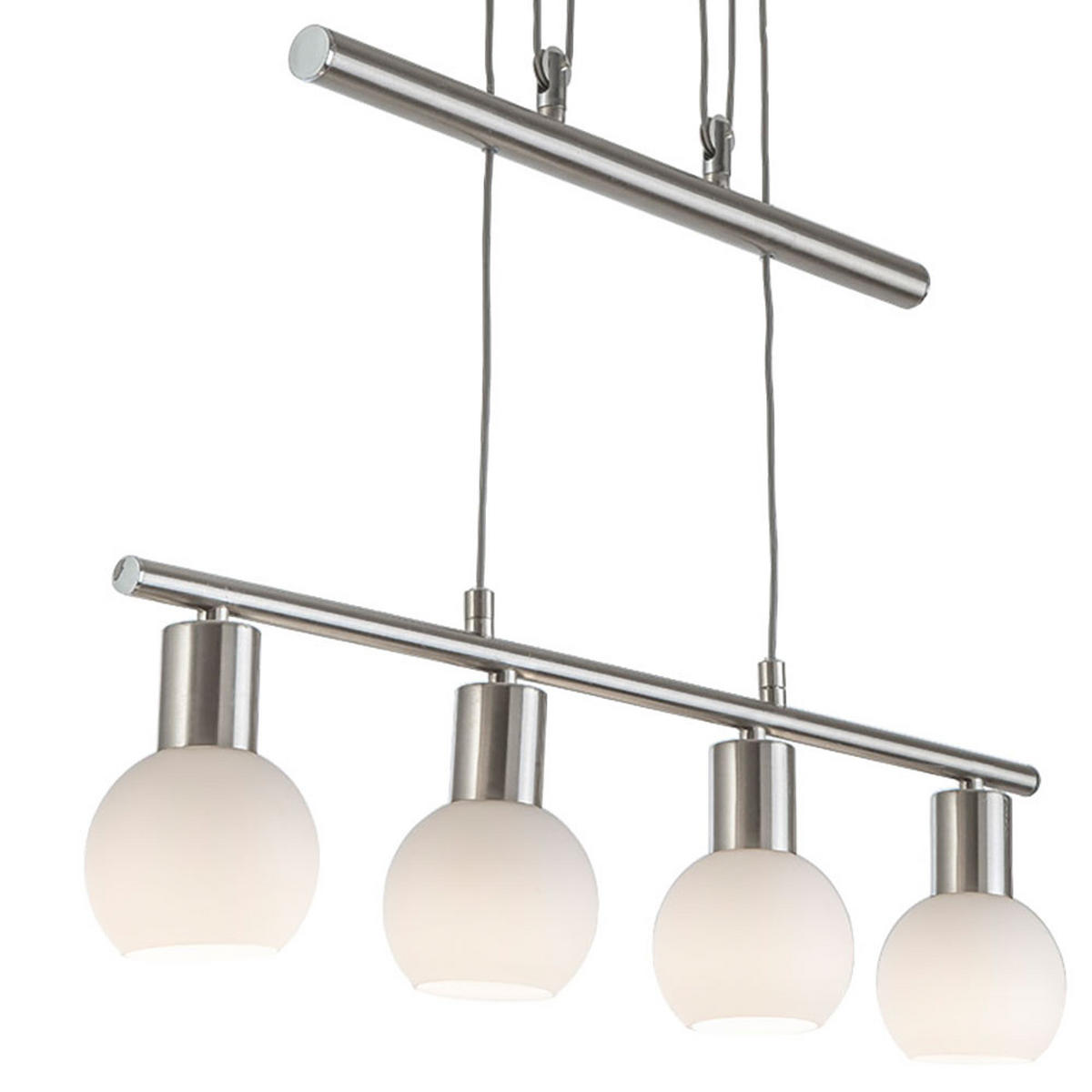 LED HÄNGELAMPE LOXY Nickel Matt Weiß - Silberfarben, Glas (60/100/160cm) - Nowa