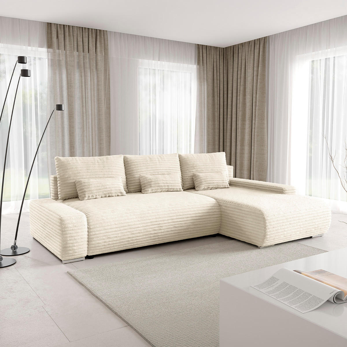 ECKSOFA Ivana 3 Sitzplätze Weiß - Weiß, Holz (265/172cm) - Petits-meubles