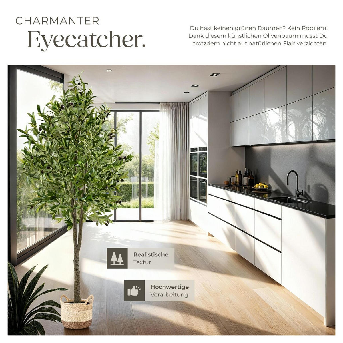 KÜNSTLICHER OLIVENBAUM Oleand, stabiler Kunststoff Blumentopf, grün - Grün, Kunststoff (180cm) - tectake