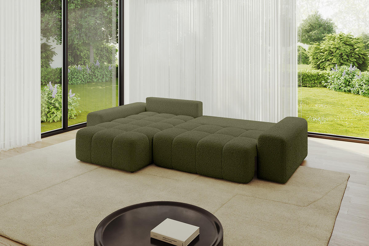 ECKSOFA Ottomane links/rechts ENIL-L 290x175x84 Grün Bouclé - Grün, Holzwerkstoff/Kunststoff (290/175cm) - ALTDECOR