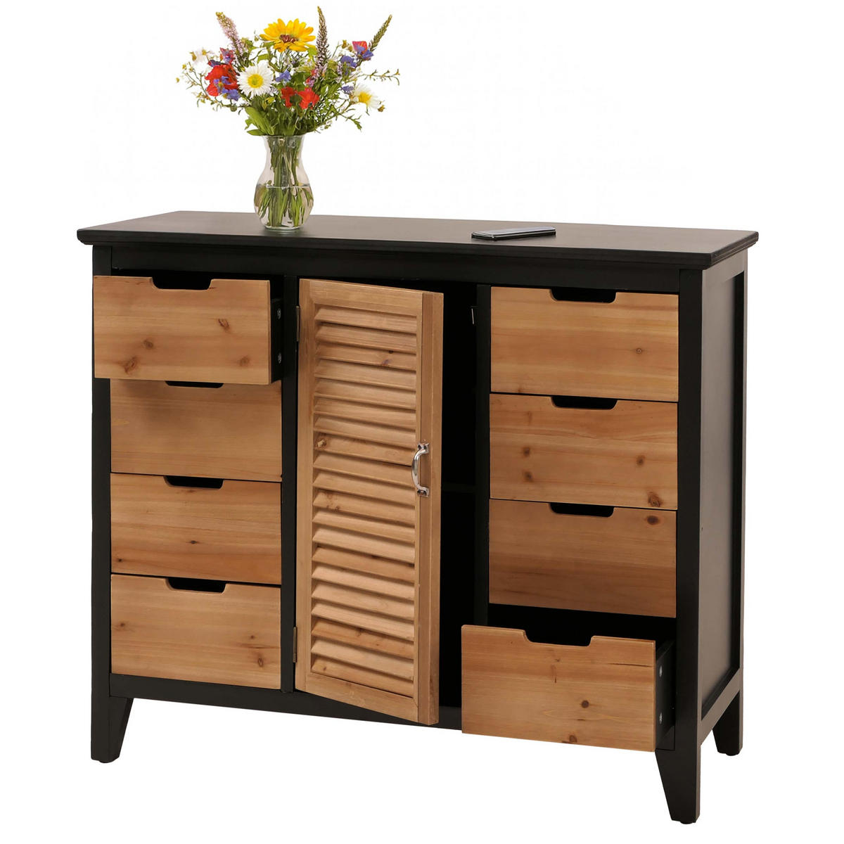 APOTHEKERKOMMODE Schwarz - Schwarz, Holz (91/80/40cm) - MCW