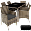 RATTAN SITZGRUPPE Porto,inklusive Schutzhülle,natur/dunkelgrau - Naturfarben, Kunststoff - tectake