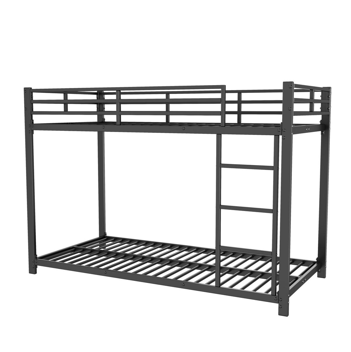 ETAGENBETT 90/200 cm aus Metall mit 26 cm hohen Sicherheitsleisten Schwarz - Schwarz, Metall (90/200cm) - Modenvie
