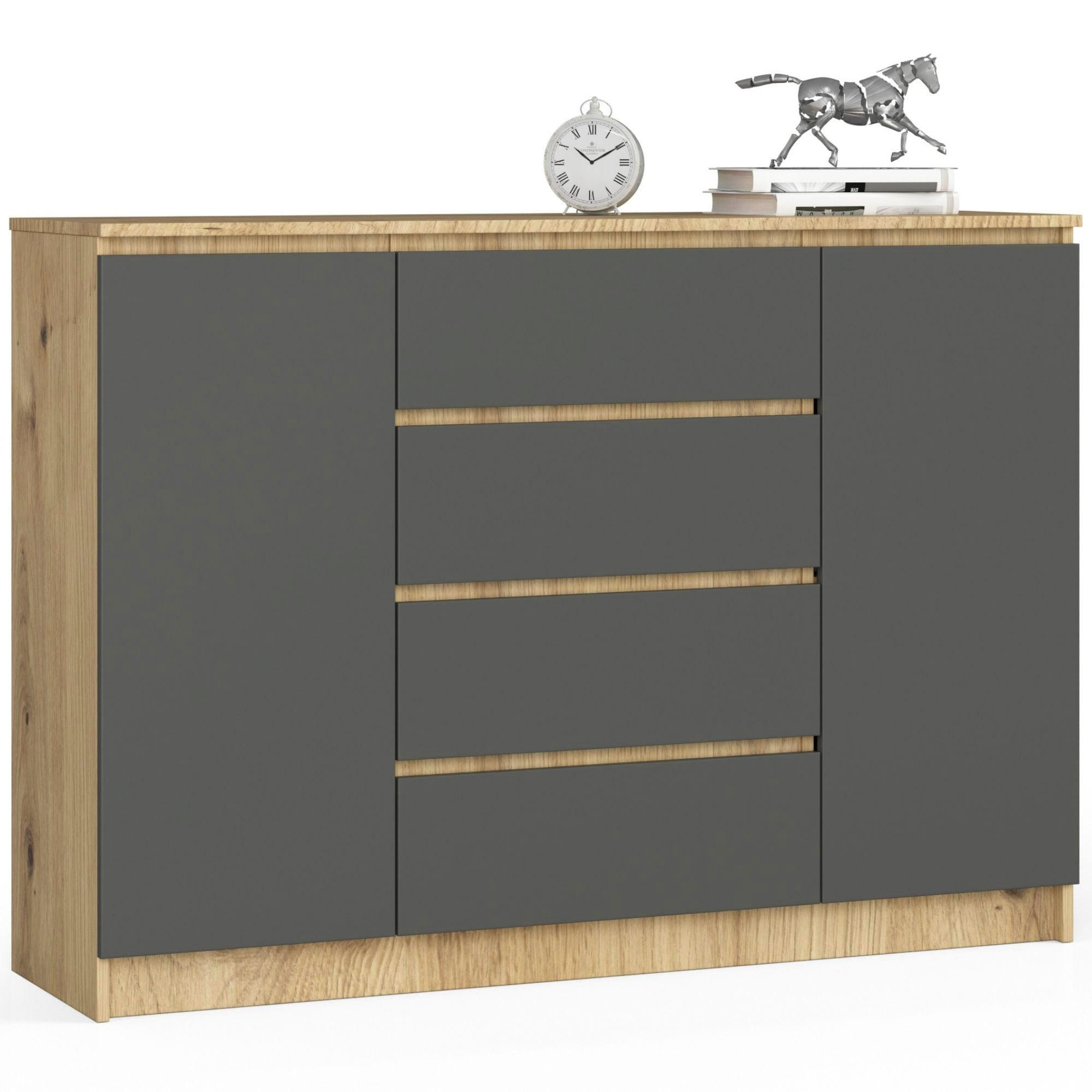 RAUMHIRSCH FURNITURE KOMODA dub Artisan, grafitově šedá 99/138/40