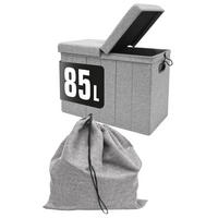 WÄSCHEKORB 85 Liter Faltbar mit Wäschesack 62x31 cm Grau - Grau, Kunststoff (31/45/62cm) - Dunedesign