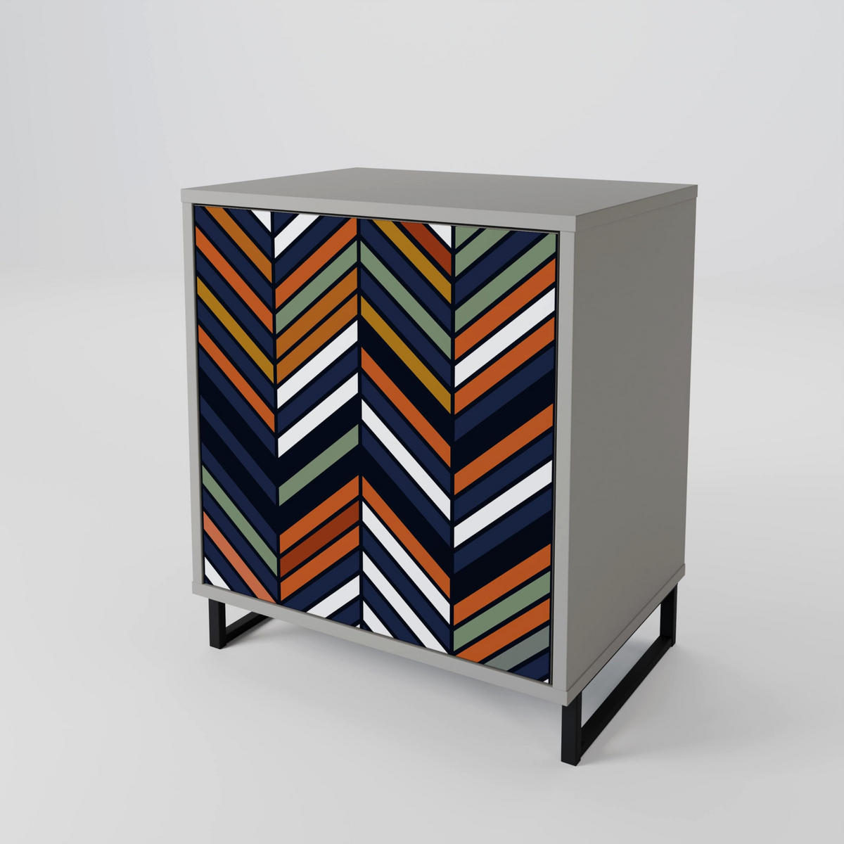 SIDEBOARD VIBRANT PATCHWORK, Grau, 57,5x42x70,5 cm, Schwarze Metall-Sternfüße - Multicolor/Schwarz, Holzwerkstoff/Metall (57.5/70.5/42cm) - SpaceRebels