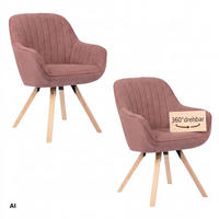 ESSZIMMERSTÜHLE Matera 2er-Set - Schwarz/Altrosa, Naturmaterialien/Textil (59/89/61cm) - Mr. Deko